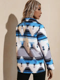 Fashion Print Turndown Collar Long Sleeve