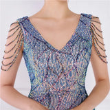 Modest V-neck Sleeveless Sequined Mini Slit Club