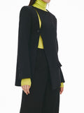 Fashion Women's Blazer Round Collar Loose Single Breasted Long Sleeve Asymmetric Black Suit Jackets Summer 2023 New