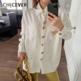 Casual Ruched Diamonds Striped Shirt For Women Lapel Long Sleeve Loose Blouse Female 2023 Spring Clothing Fashion