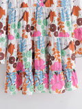 Women's V-Neck Printing Long-Sleeved Loose Dress