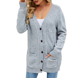 Long Coat Women's Long Dress Long Female Solid Color Mah-Button Cardigan Long-Sleeved British
