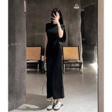 Dress Women's New French Temperament Round-Neck Short-Sleeves Long-Sleeved Baggage Dresses For Women's 2025