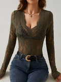 2025 New Sexy Single-Layer Flower Lace Fan Decoration Bottom Shirt