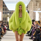 Cloud Stone Fox Thick Warm Bat Sleeve Fur One-Piece Shawl Woman Lazy Smooth And Environmentally Friendly