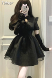 Temperament Woman Dress Slim Waist Black Robe Femme Chic Hollow Out A-line Fashion Korean Y2k Dresses 2023 Vestidos De