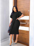 Women's 2025 Summer New Solid Color High-Waist Temperament Commuter Lotus Leaf Sleeve Office