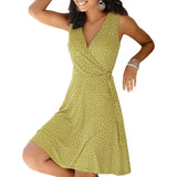 New Casual Polka Dot Dress Women V Neck Sleeveless Bandage Beach Dress Summer Bohemian Dresses For Women Grace