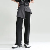 High Waist Black Gray Irregular Long Wide Leg Trousers New Loose Fit Pants Women Fashion Tide Spring Autumn 2023