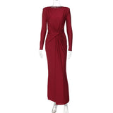 Women's Evening Dress 2025 Summer New Fashion Temperament Dress With A Round-Neck Long-Sleeved