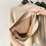 Warm Korean Plus Velvet Sweater Woman Knitwear Turtleneck Thicken 2022 Knitted Pullovers Casual Fleece Lined Tops