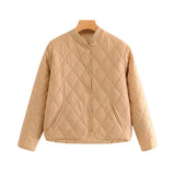 Women Fashion Single Breasted Loose Padded Jacket Coat Vintage Long Sleeve Pockets Female Outerwear Chic