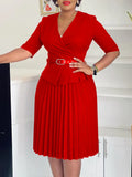 Women's 2025 New Fashion Plus-Size Temperament Tongle V-Neck Pressure Folding African