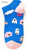 Spring New Women Cotton Socks Novelty 2023 Summer Cute Cartoon Cat Sheep Animal Ankle Socks Korean Short Casual