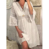 Lace Dress In Spring 2025 V-Neck Lace Sleeve
