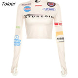 Autumn New Women T-shirt Long Sleeve Turtleneck Top Letter Print Skinny Tee Streetwear Sexy Slim Tee woman