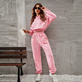 2025 New Solid Color Fashion Casual Sportsband Cap Long Sleeve Trousers Two-Piece