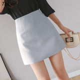 Women Summer Chiffon Solid 3XL Office Ladies Korean-style Formal A-line High-waist Elegant New Mini Sexy All-martch