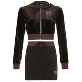 Pink Sweet Velvet Y2K Hooded Jackets Diamond Heart Kawaii Hoodies Women Zip Up Long Sleeve Cropped Sweatshirts