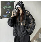 Summer Harajuku Sun Protection Coat Long Sleeve Transparent Jacket Gradient Sequin Female Jacket Women Feminine