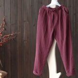 Women's Art And Art Van Cotton Linen Women's Trousers New Loose Thin Casual Linen Halon Pants Solid