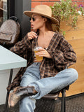 Oversized Plaid Womens Shirts Vintage 2023 Loose Print Top And Blouse Spring Fashionable Button Long Shirts