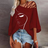 Autumn Fashion Splicing Loose Leisure Blouse Lady Print