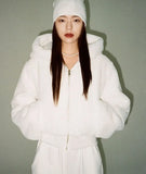 Casual Zipper Up Long Sleeve Short Fleece Hoody