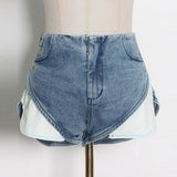 Patchwork Hot Sexy Denim Shorts For Women Fake Two Pieces Streetwear Shorts Female 2022 Summer Fashion New