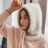Rabbit Fur Hats Unisexc Winter Knitted Hooded Neck Collar Adjustable Elastic Warm Balaclava