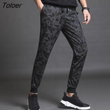 Men Autumn Drawstring Thick Warm Pants Camouflage Ankle Tied Sweatpants