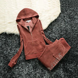 2021 Women's Brand Velvet Fabric Tracksuits Velour Suit Women Track Suit Hoodies And Pants fat sister