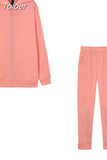 Tracksuit Women Two Piece Set Autumn Winter Loose Hood Sweatshirt Pullover Pants Suit Streetwear Casual Female