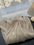 New Women's Mid-length Skirt Luminous Copper Ammonia Silk Women's Pearlescent Streamer Yarn A-line Pleated Bright