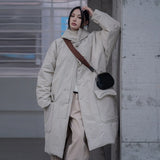 Black Big Size Warm Hooded Cotton-padded Coat Long Sleeve Loose Fit Women Parkas Fashion New Autumn Winter 2022