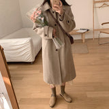 Winter Female Herringbone Thick Long Woollen Coat Loose