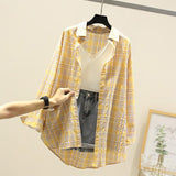 Sunscreen Plaid Shirt 2025 Spring And Summer New Lady Loose Checker Shirt Student
