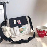 Bags Women Sweet Kawaii Printed Canvas Leisure Daily Shop High Quality Harajuku Korean Style All-match Grocery Bag