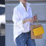Burst Spring And Summer Lady Long-Sleeved Shirt Women's Street Fashion Loose Solid Color Large-Size