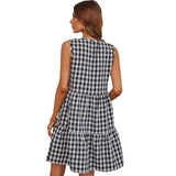 V Neck Plaid Sleeveless