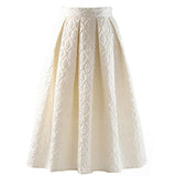 Vintage Jacquard Solid Skirt For Women High Waist Loose Long Casual Midi Skirts Female 2022 Fashion Spring
