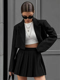 Short Suit Short Suit Suit Set Spring And Summer Double Buckle Short Suit + 100 Folded Short Skirts