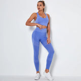 Gym Set Fitness Clothing Sportswear High Waist Women Gym Leggings Tights Padded Push-up Sports Bra 2 Pcs Sports