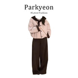 Slim Slimming Blouse Set Of High-Waisted Loose Tug Trousers Casual Broad