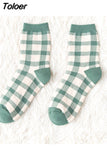 1pair Cute Cartoon Women's Cotton Socks Kawaii Rabbit Sheep Giraffe Pattern Socks Funny Happy Harajuku Female