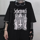 tshirts goth Harajuku tops Butterfly lightning print Loose Short Sleeve kawaii anime t shirt 2023 NEW plus size