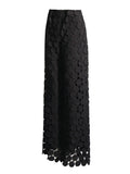 Toloer Temperament Round Piece Design Sense Tassel Hollow Out Embroidery High Waist Wide Leg Pants Spring 2024 New Straight Leg Pants-Outfit