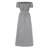 Celmia Bohemian Sexy Long Dress 2022 Summer Women Ruffles Maxi Beach Sundress Off Shoulder Short Sleeve Buttons Party