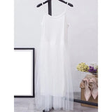 Sexy Patchwork Mesh Dress For Women Round Neck Sleeveless Rise Waist Black Dresses Female Fashion New Clothing