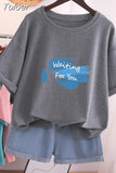 100% Cotton L-6XL T Shirt Letter Print Tshirt Short Sleeve Women's Top Summer Casual Couple O Neck Oversized T